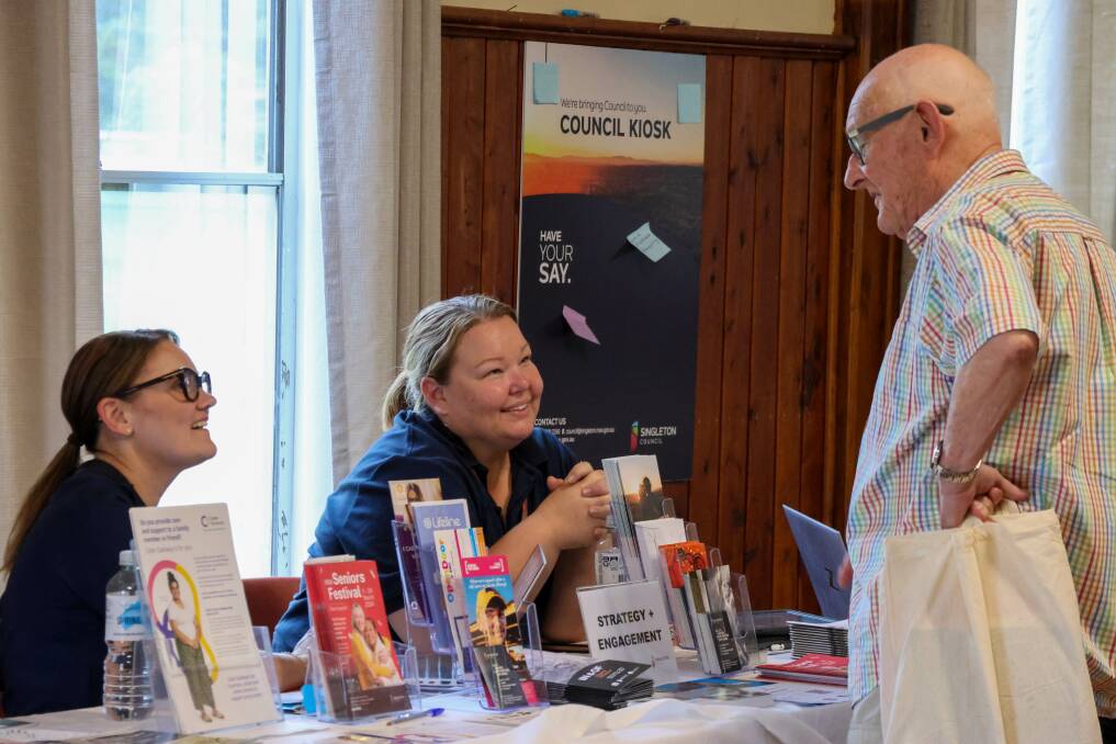 Staff talking with a resident at the Council Kiosk in Broke in March 2024. The next kiosk will be held in Branxton on 6 June. Picture supplied 