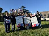 Singleton branch member of the Nurses and Midwives Association rally at the hospital seeking a 15 per cent wage rise.