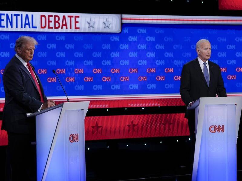 Republican presidential candidate Donald Trump and US President Joe Biden are debating on CNN. (AP PHOTO)