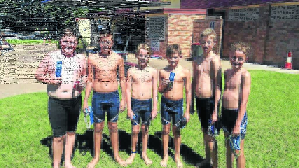 VICTORIOUS: Singleton’s winning boys’ 12 years and under 6 x 50m relay team, Evan Gilson, Bailey Buckley, Brock Hamson, Oliver Berry, Julian MacDonald and Lachlan Fleming.
